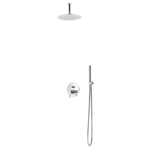 Sistema embutido de duche com chuveiro de tecto Ø230 mm em ABS, braço 100 mm e kit de chuveiro mão Elo – Bruma Leaf 167 540 1CR