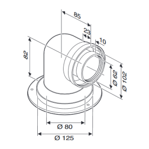 Adaptador caldeira condensação 80/125 BOSCH