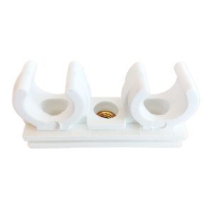 Abraçadeira Dupla Nylon clip D14-15 branca